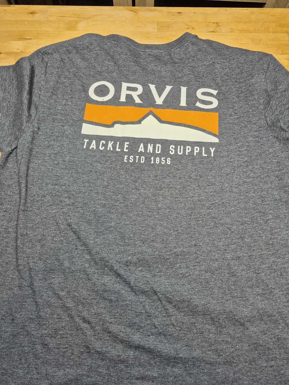 Orvis Heather Gray Short-Sleeve Tee with Orange Graphic
